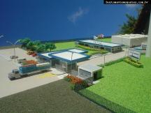 Foto de maquete fisica de Indústrias produzida para o cliente Amanco Brasil, localizada na cidade de Joinville/SC