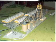 Foto de maquete fisica de Indústrias produzida para o cliente Camargo Correa Cimentos, localizada na cidade de Ijaci/MG