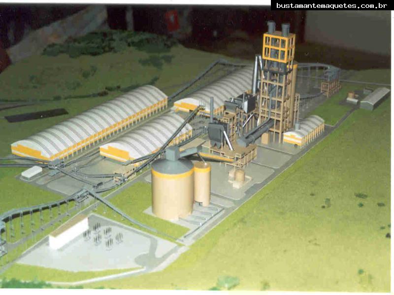 Foto de maquete fisica de Indústrias produzida para o cliente Camargo Correa Cimentos, localizada na cidade de Ijaci/MG