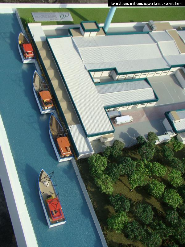 Foto de maquete fisica de Indústrias produzida para o cliente CostaSul Pescados SA, localizada na cidade de Navegantes/SC