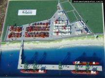 Foto de maquete fisica de Urbanismo produzida para o cliente ITAPOÁ Terminais Portuários, localizada na cidade de Itapoá/SC