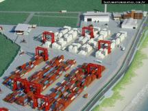 Foto de maquete fisica de Urbanismo produzida para o cliente ITAPOÁ Terminais Portuários, localizada na cidade de Itapoá/SC