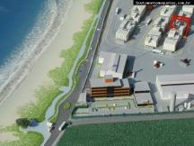 Foto de maquete fisica de Urbanismo produzida para o cliente ITAPOÁ Terminais Portuários, localizada na cidade de Itapoá/SC