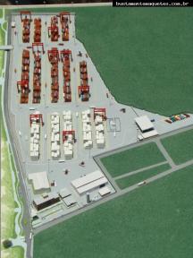 Foto de maquete fisica de Urbanismo produzida para o cliente ITAPOÁ Terminais Portuários, localizada na cidade de Itapoá/SC