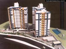 Foto de maquete fisica de Edifícios Residenciais produzida para o cliente RDO Construções Ltda, localizada na cidade de São José/SC