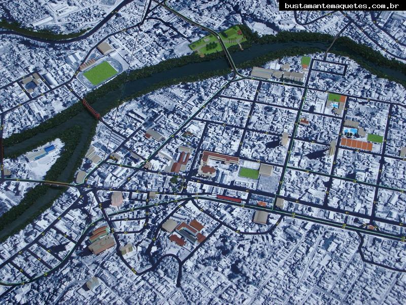 Foto de maquete fisica de Urbanismo produzida para o cliente Prefeitura Municipal de Rio do Sul, localizada na cidade de Rio do Sul/SC