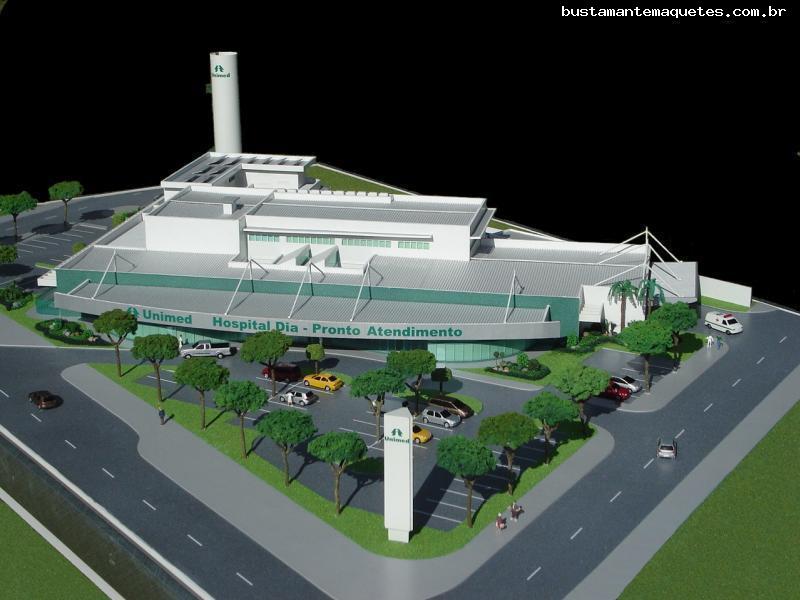 Foto de maquete fisica de Instituições produzida para o cliente Unimed Blumenau, localizada na cidade de Blumenau/SC
